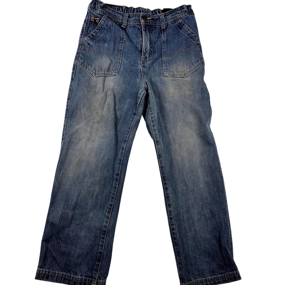 Y2K Timberland Kids Boys Jeans Denim Elastic Waist Straight Leg Blue Size 8